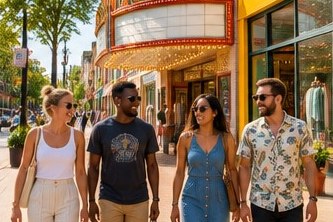 Friends enjoying a sunny afternoon in Carytown