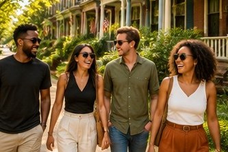 Friends enjoying a sunny afternoon in The Fan District